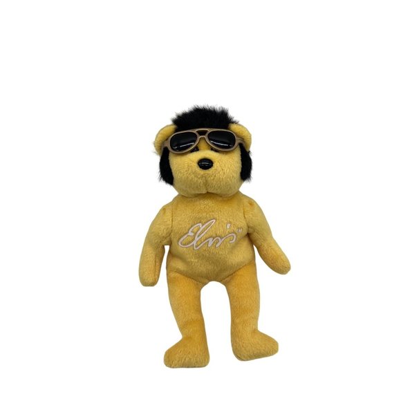 Elvis Golden Yellow Ty Beanie Baby with Sunglasses, Black Hair Solid Gold Beanie - Picture 1 of 7